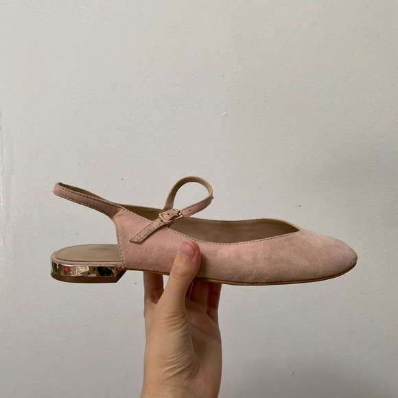 Zara Pink Slingback Suede Ballet Flats - Picture 2 of 5